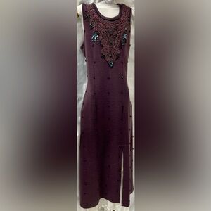 Bead & appliqué knit dress, with FREE jacket!